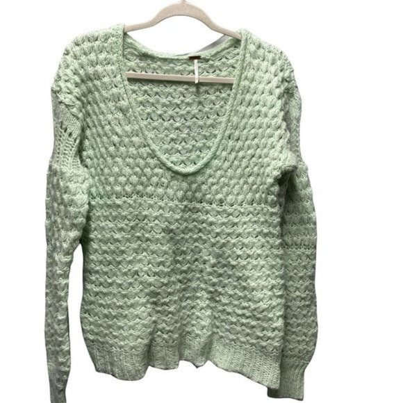 Free People Crashing Waves Pullover Green Sweater - Picture 2 of 5